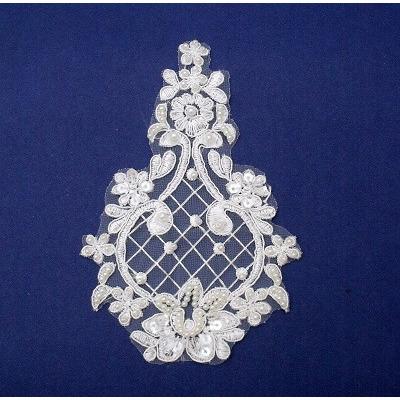 LA - 023 Ivory beaded lace applique - Aleemahs