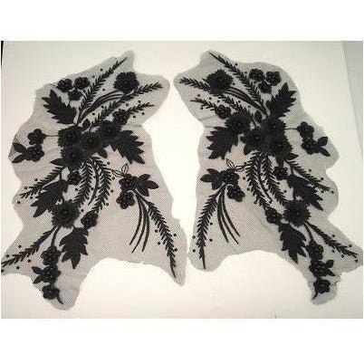 LA - 026: Black beaded lace pair - Aleemahs