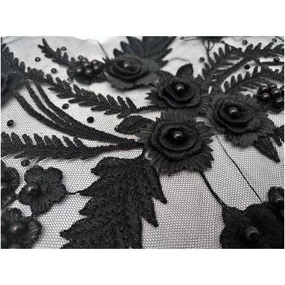 LA - 026: Black beaded lace pair - Aleemahs