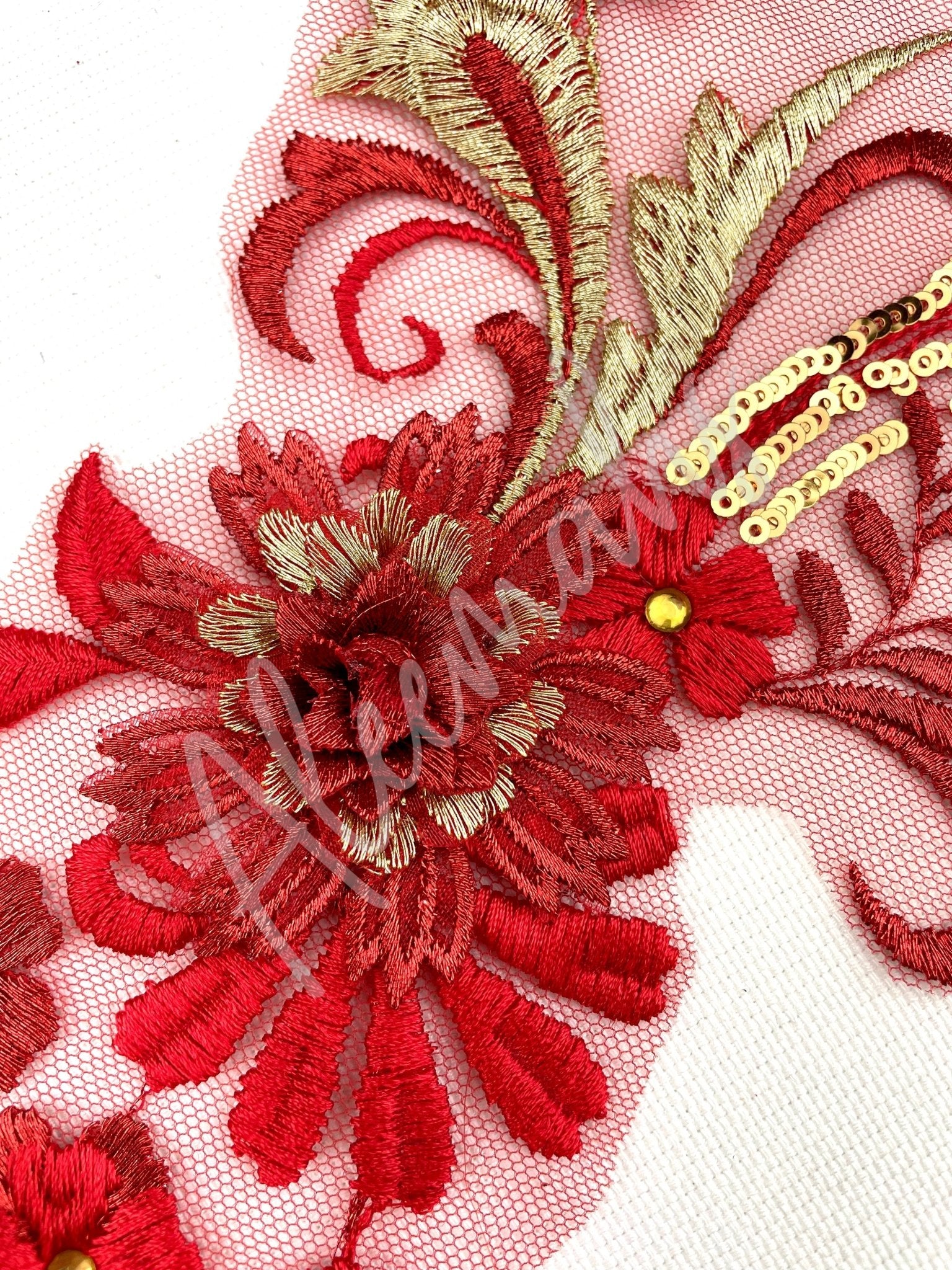 LA - 034: Red and Gold flower spray - Aleemahs