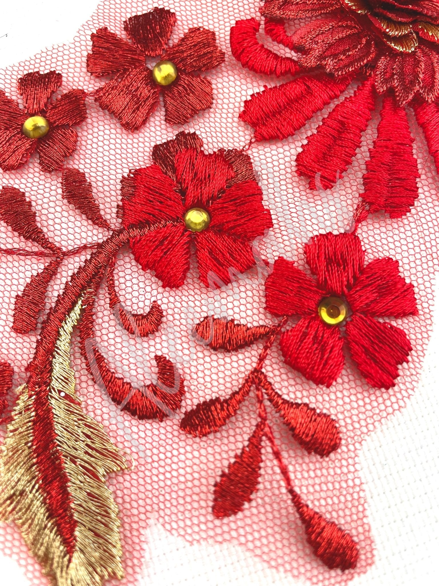 LA - 034: Red and Gold flower spray - Aleemahs