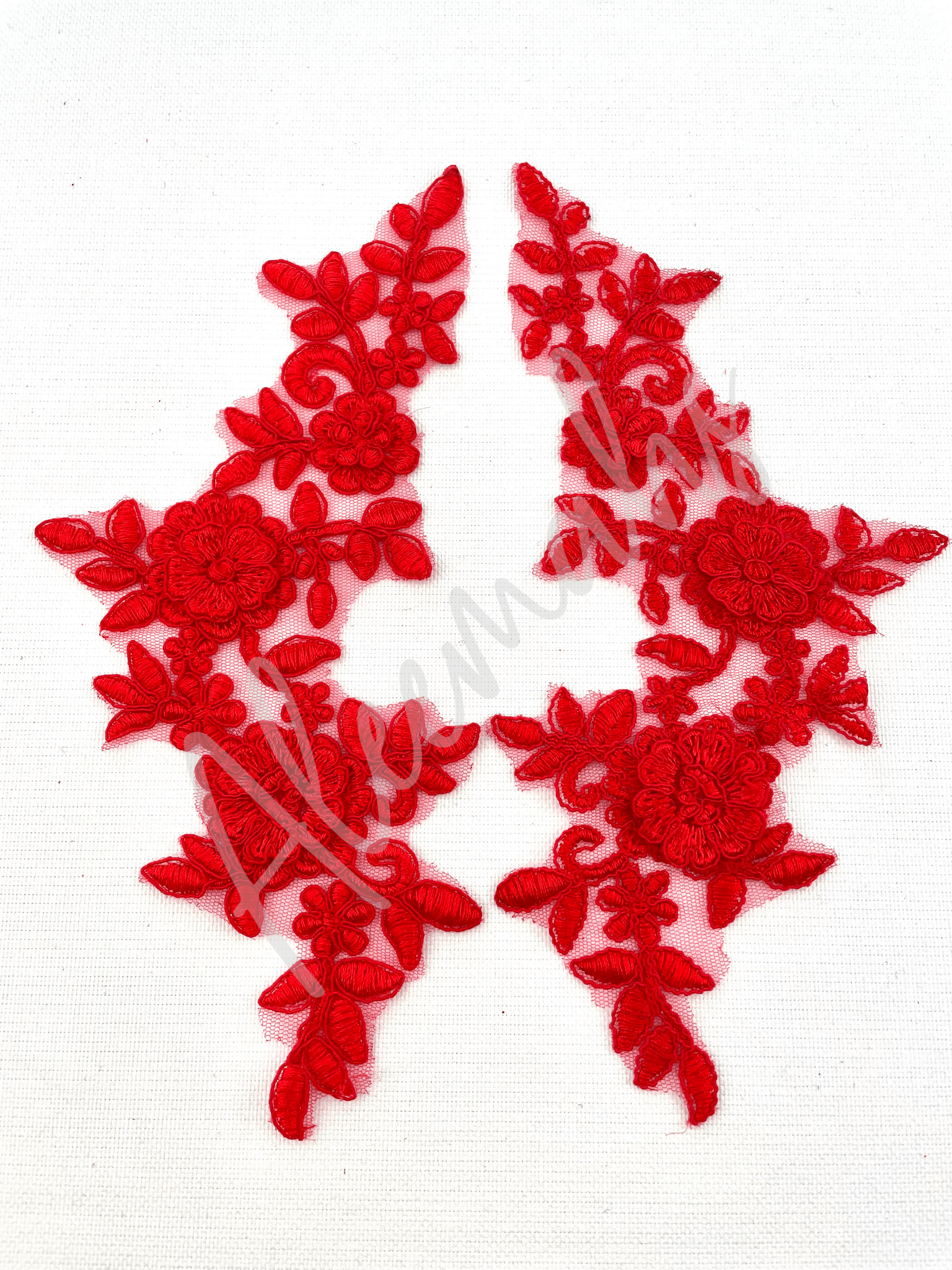 LA - 045: Red lace applique pair - Aleemahs