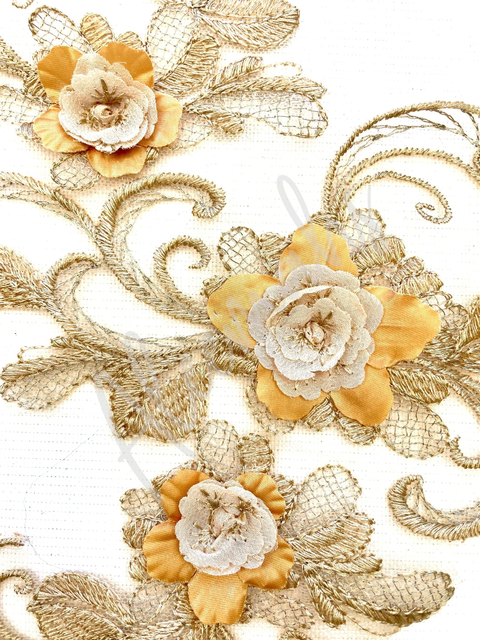 LA - 047:Floral and swirl pair - Golden Beige - Aleemahs