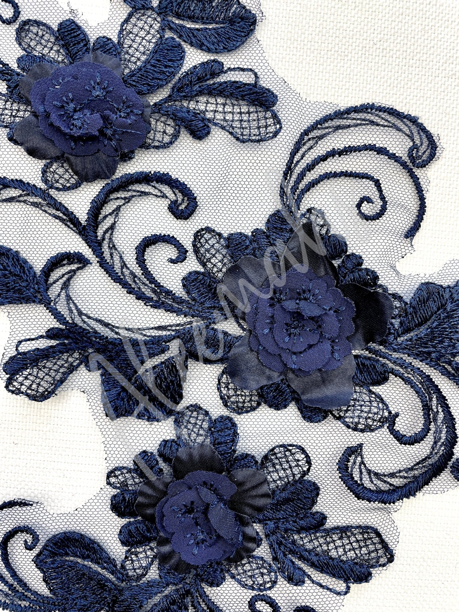 LA - 047:Floral and swirl pair - Navy - Aleemahs