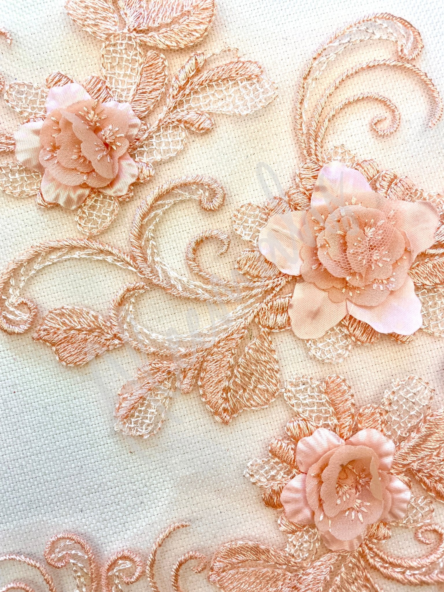 LA - 047:Floral and swirl pair - Peach - Aleemahs
