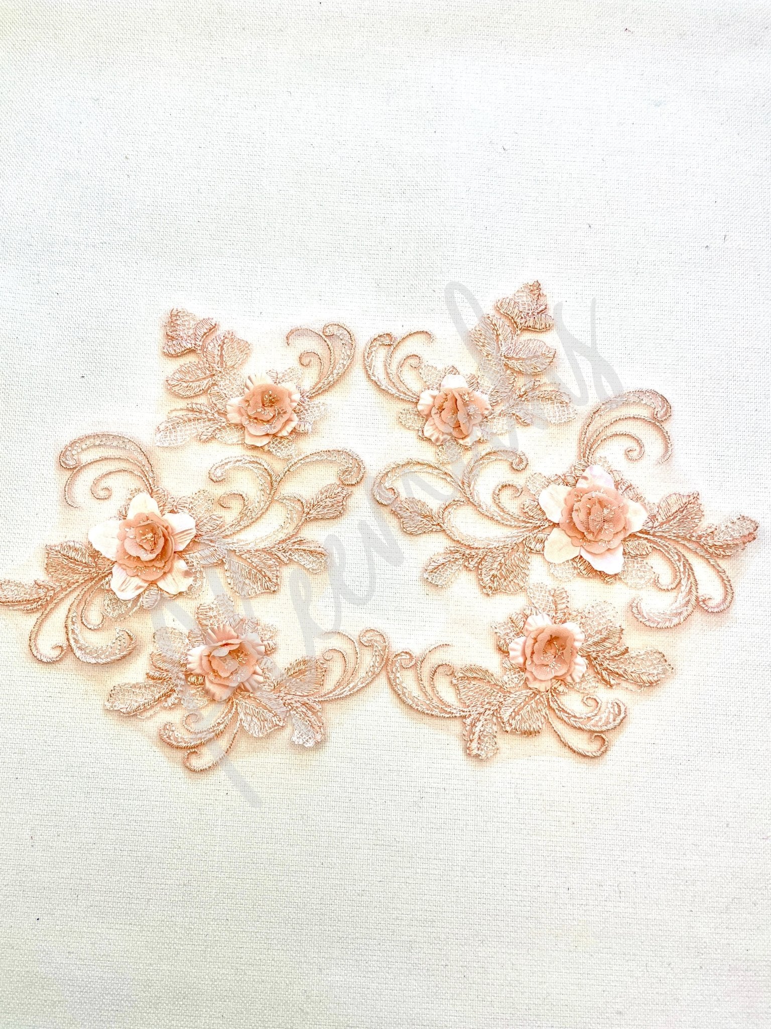 LA - 047:Floral and swirl pair - Peach - Aleemahs