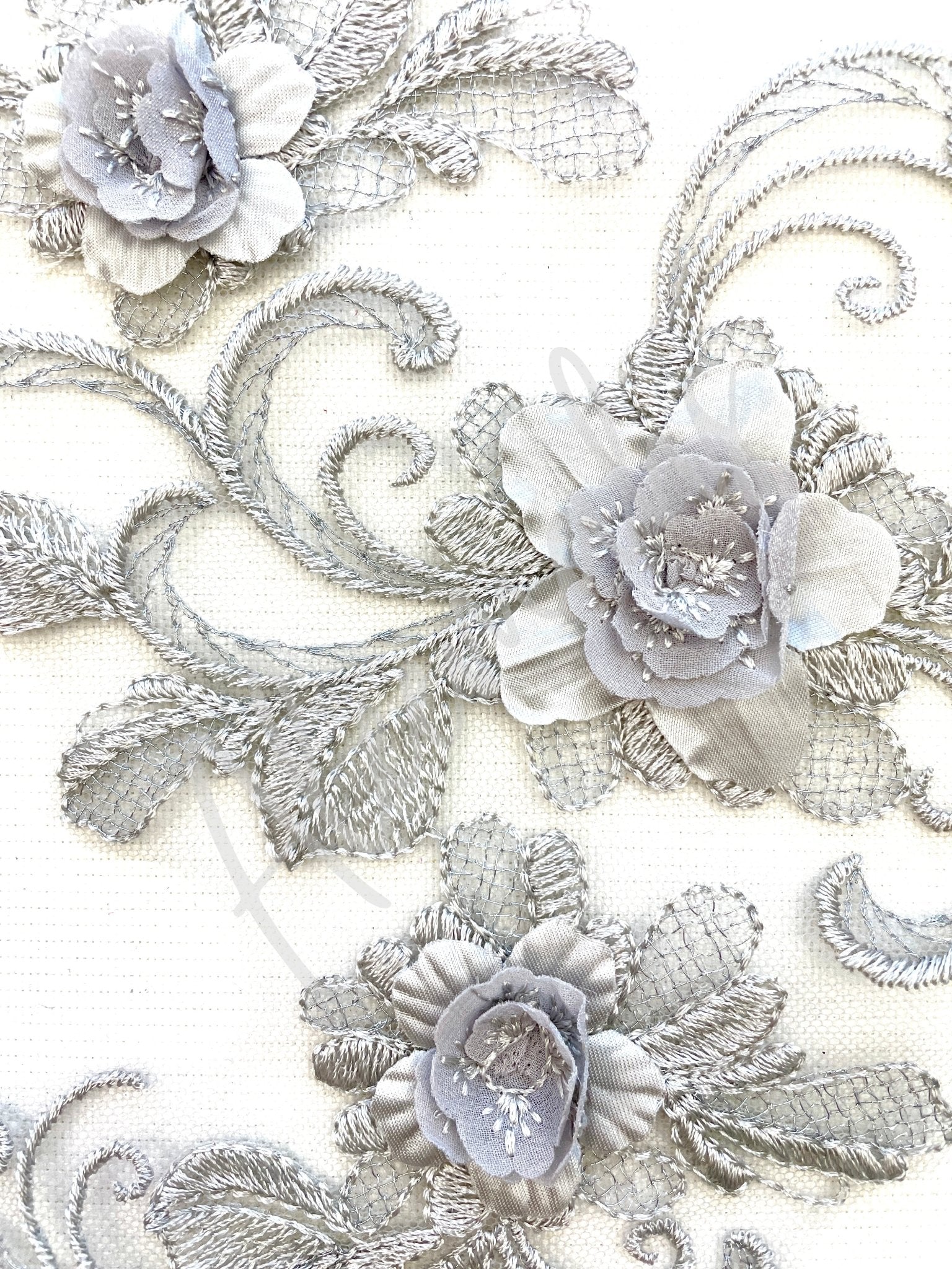 LA - 047:Floral and swirl pair - Silver Grey - Aleemahs