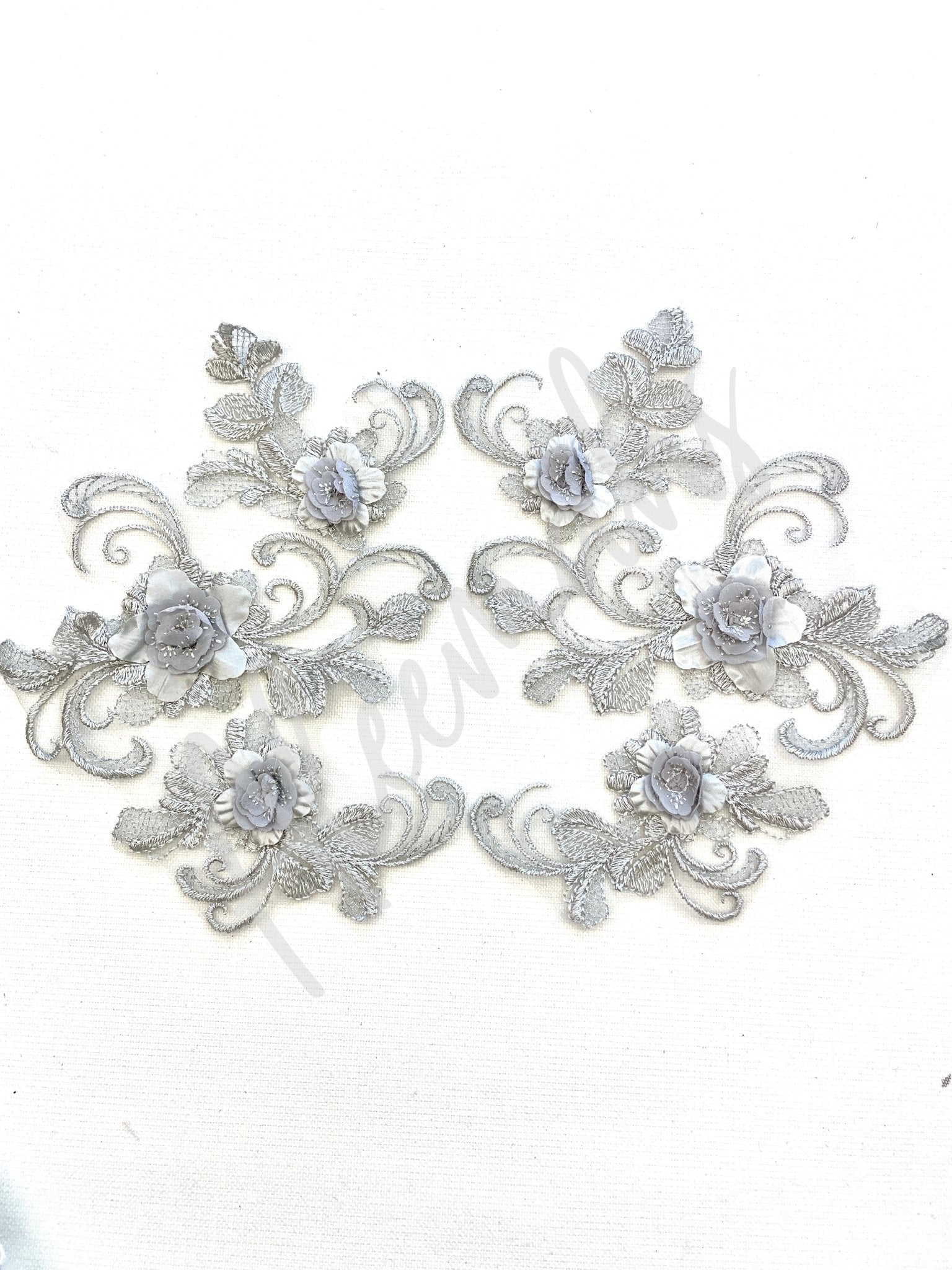 LA - 047:Floral and swirl pair - Silver Grey - Aleemahs