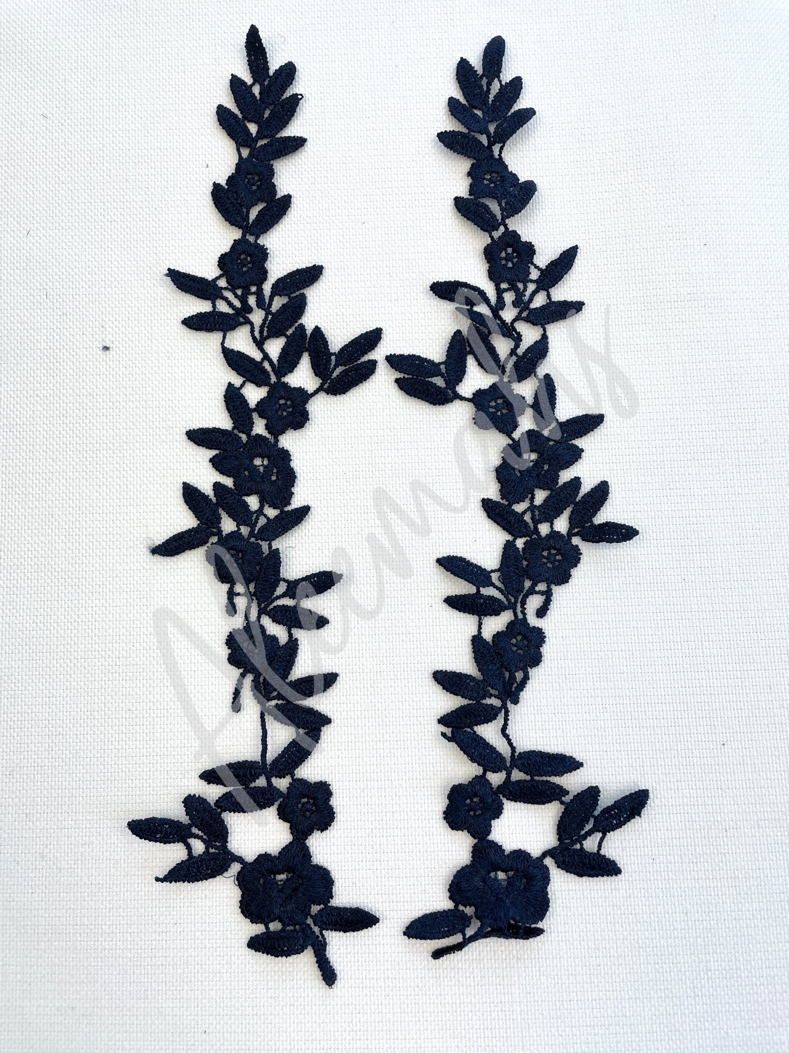 LA - 057: Dark Navy long floral pair - Aleemahs