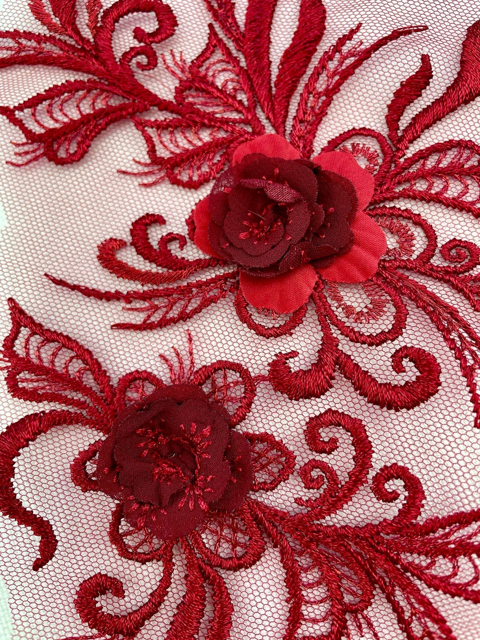 LA - 060: Dark Red floral pair - Aleemahs