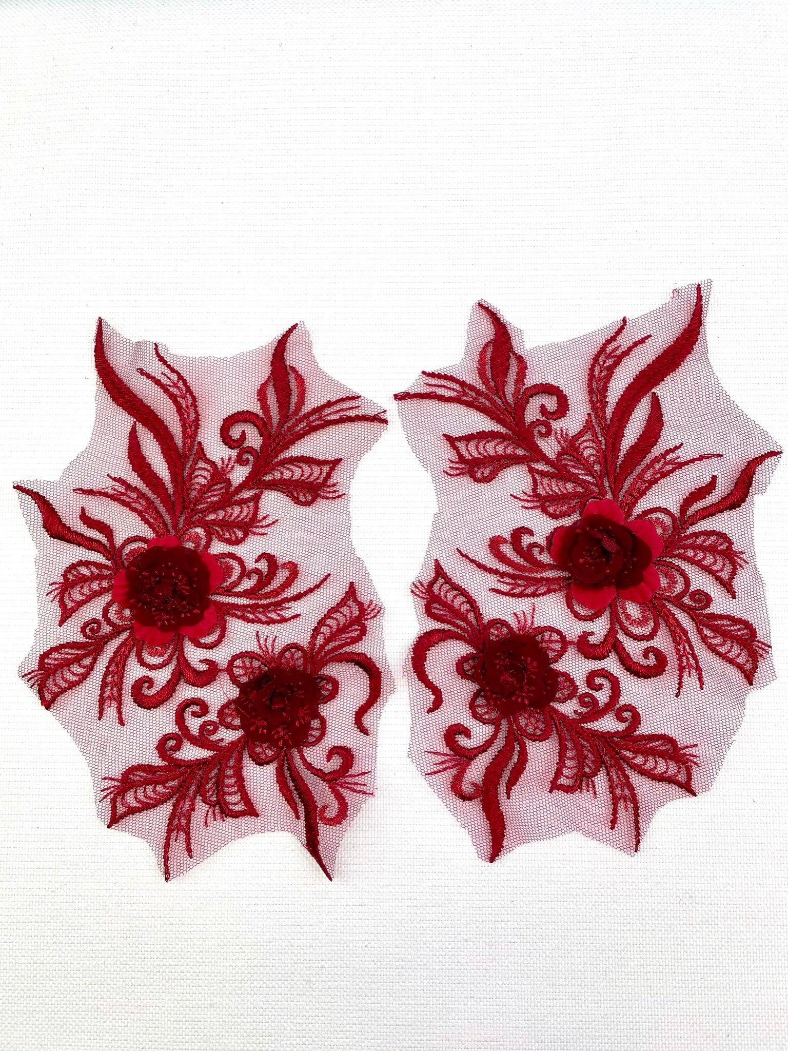 LA - 060: Dark Red floral pair - Aleemahs