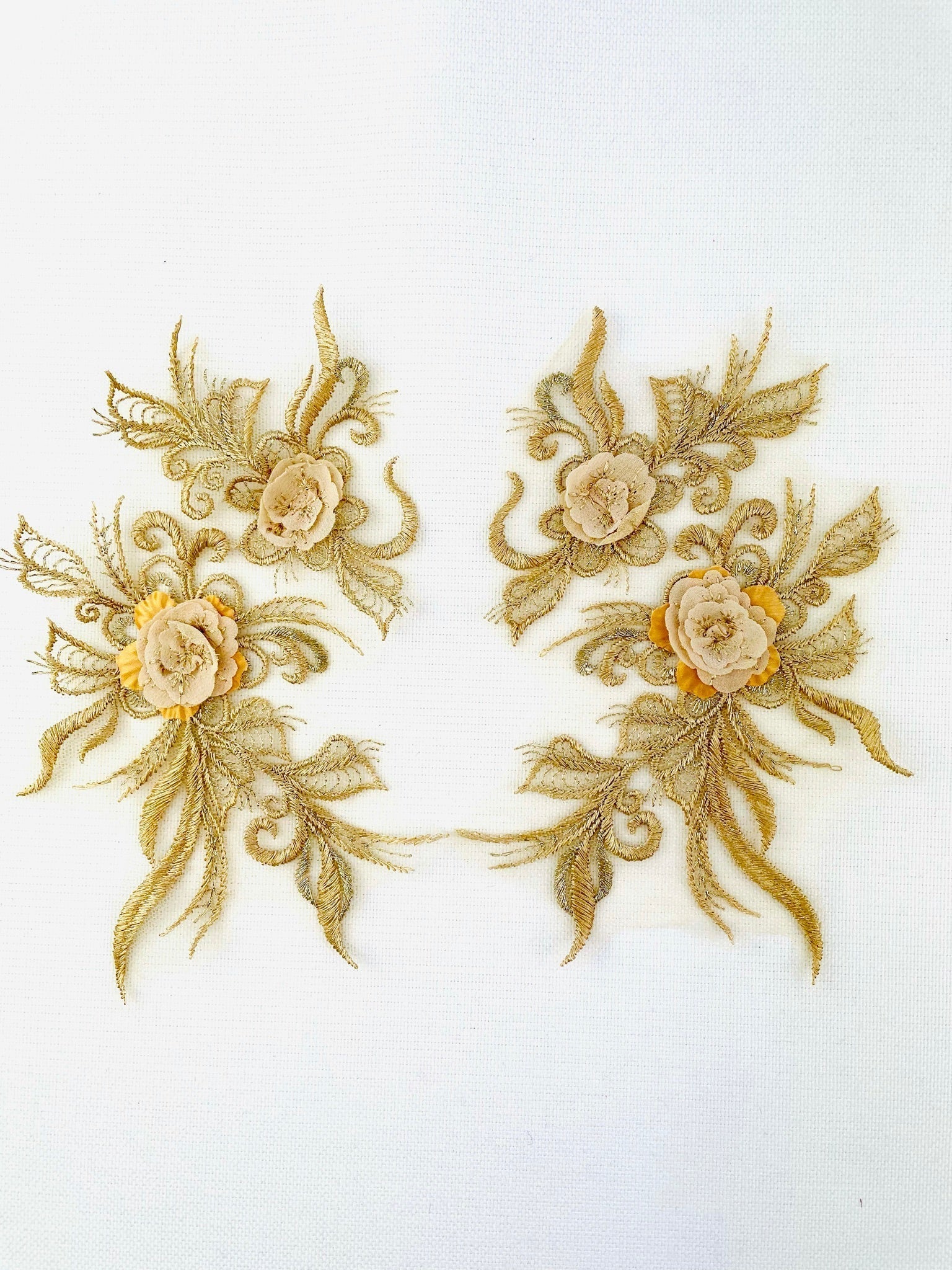 LA - 060: Golden Beige floral pair - Aleemahs