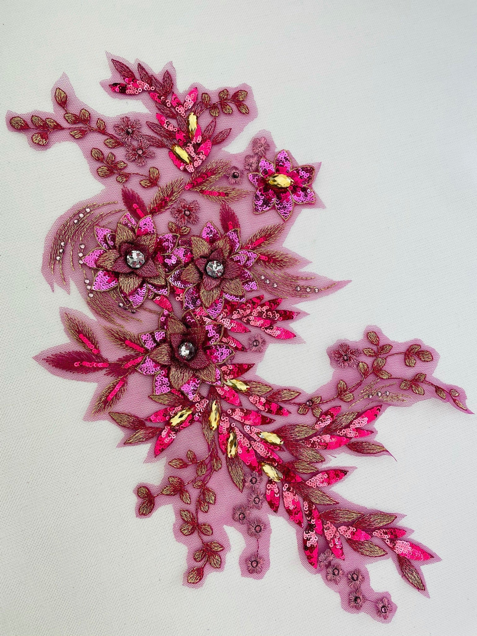 LA - 145 - Magenta lace applique - Aleemahs