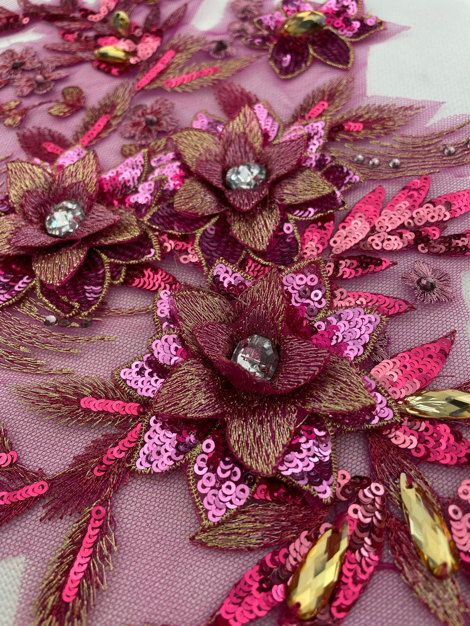LA - 145 - Magenta lace applique - Aleemahs