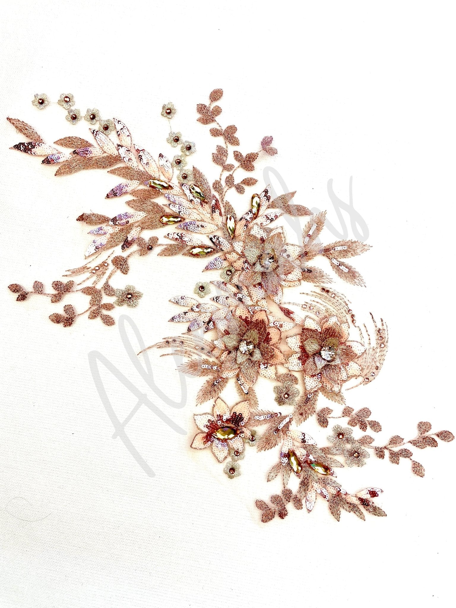 LA - 145 - Rose Gold lace applique - Aleemahs
