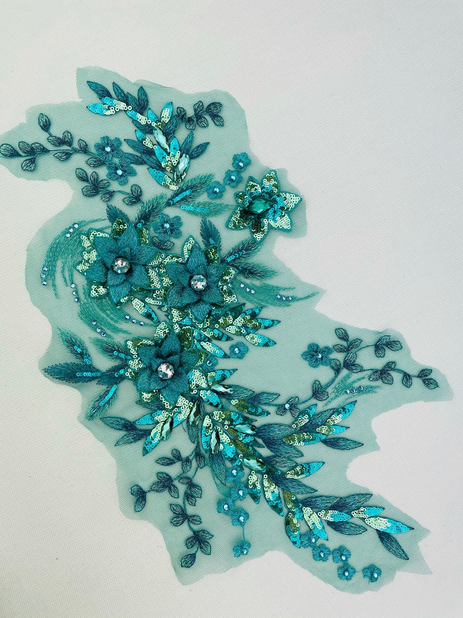 LA - 145 - Teal lace applique - Aleemahs