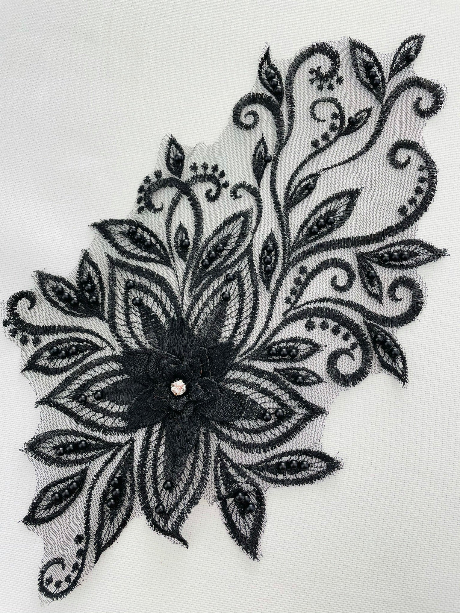 LA - 2105 - Black with Black Pearls and Rhinestone - Aleemahs