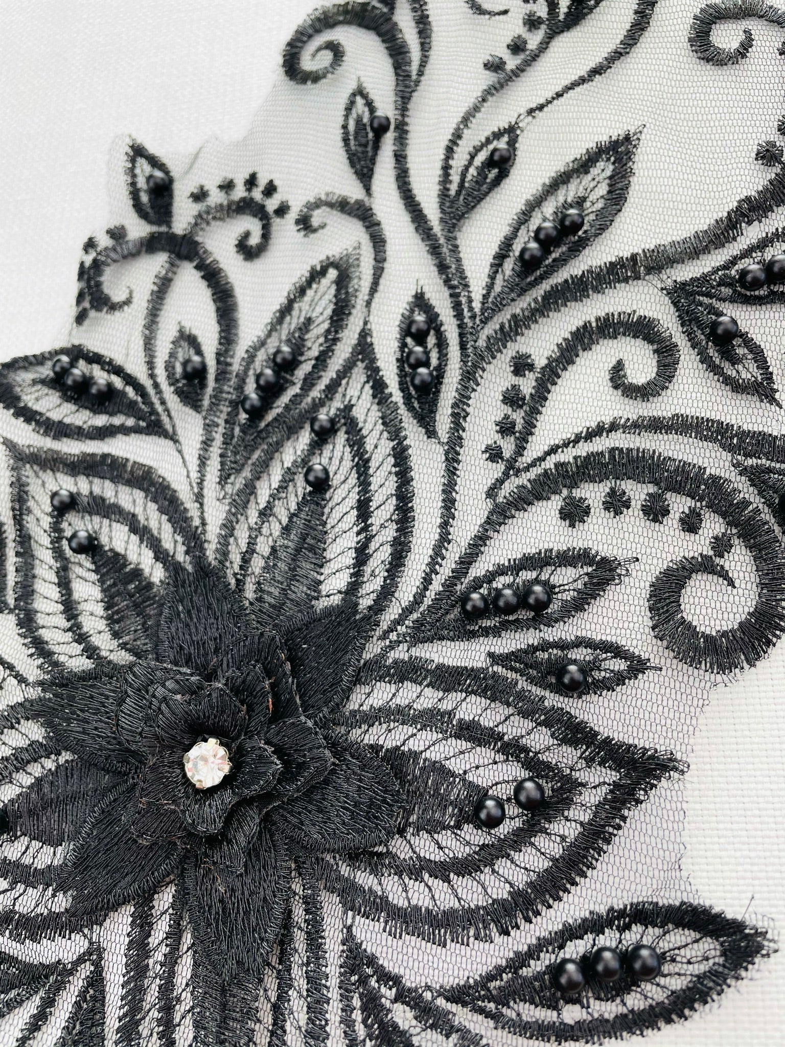 LA - 2105 - Black with Black Pearls and Rhinestone - Aleemahs