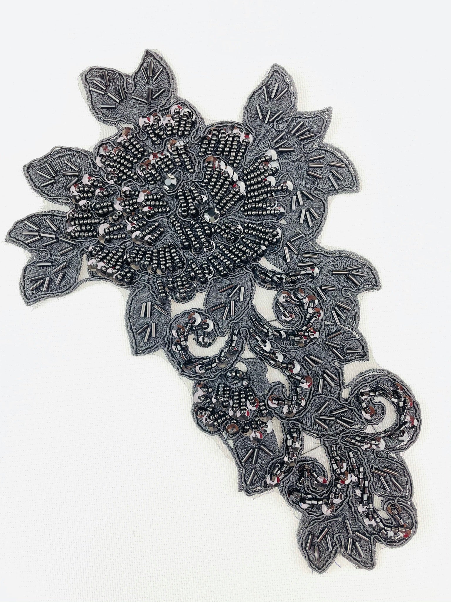 LA - 402: Lace Applique Black with Rhinestones, Sequins & Beads - Aleemahs