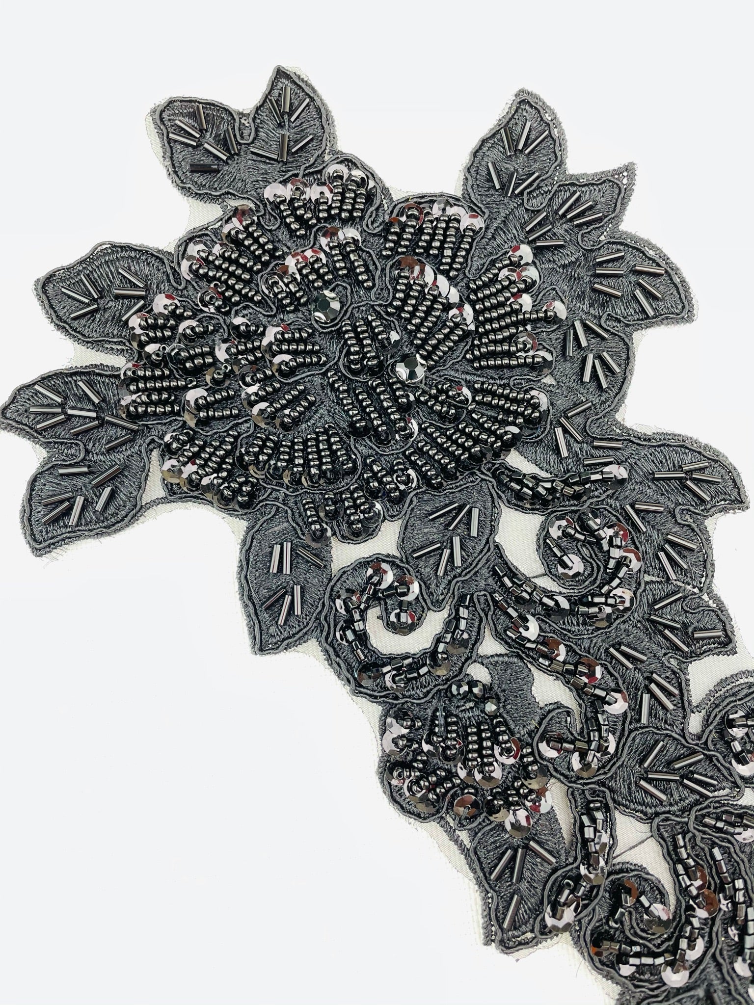 LA - 402: Lace Applique Black with Rhinestones, Sequins & Beads - Aleemahs