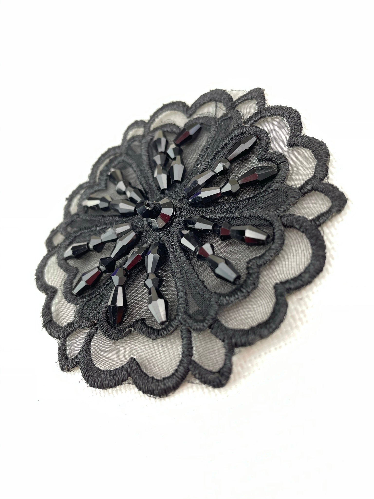 LA - 403: Lace Applique Black with Beads - Aleemahs