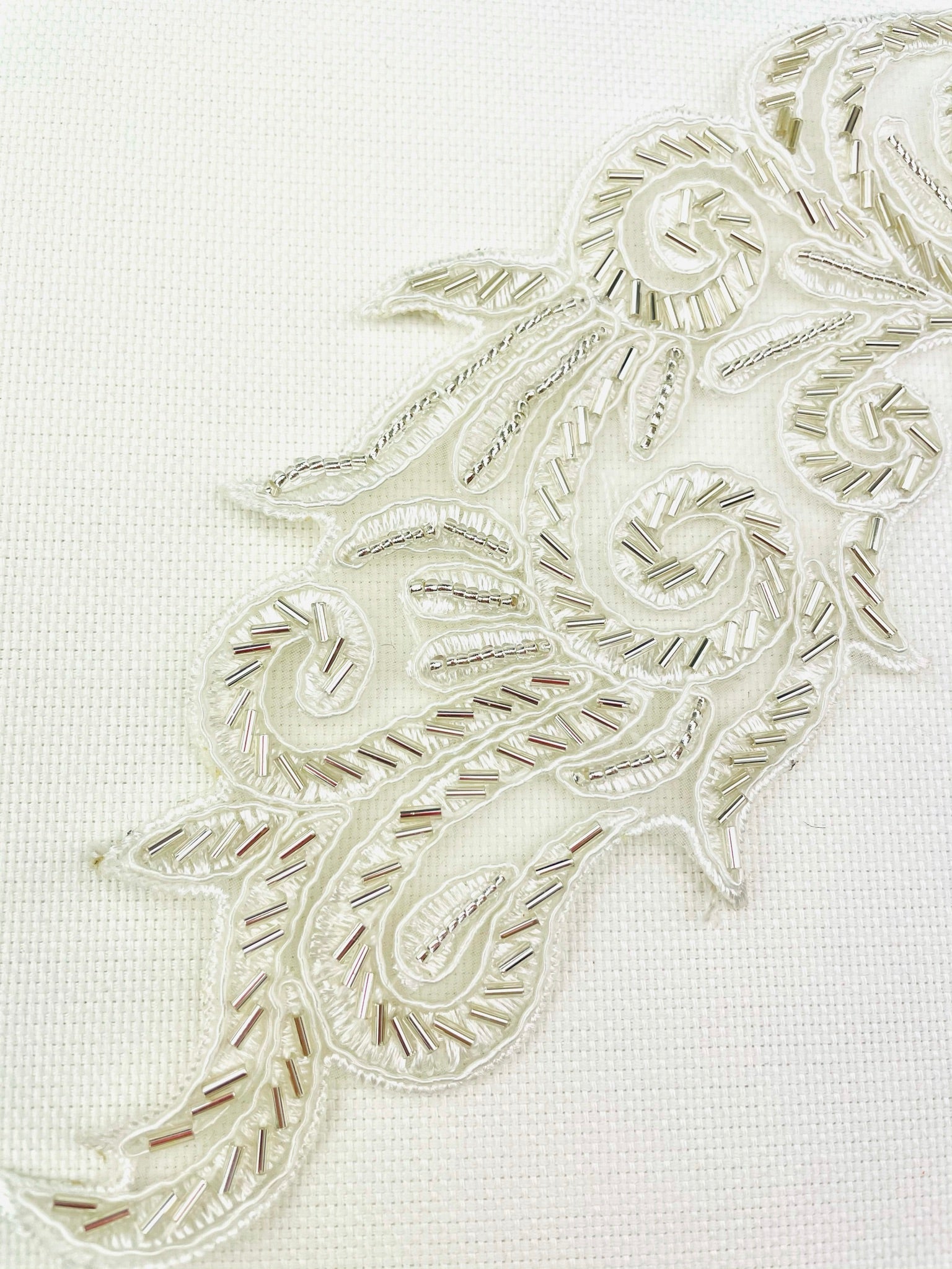 LA - 406: Lace Applique Pair Off White with Beads - Aleemahs