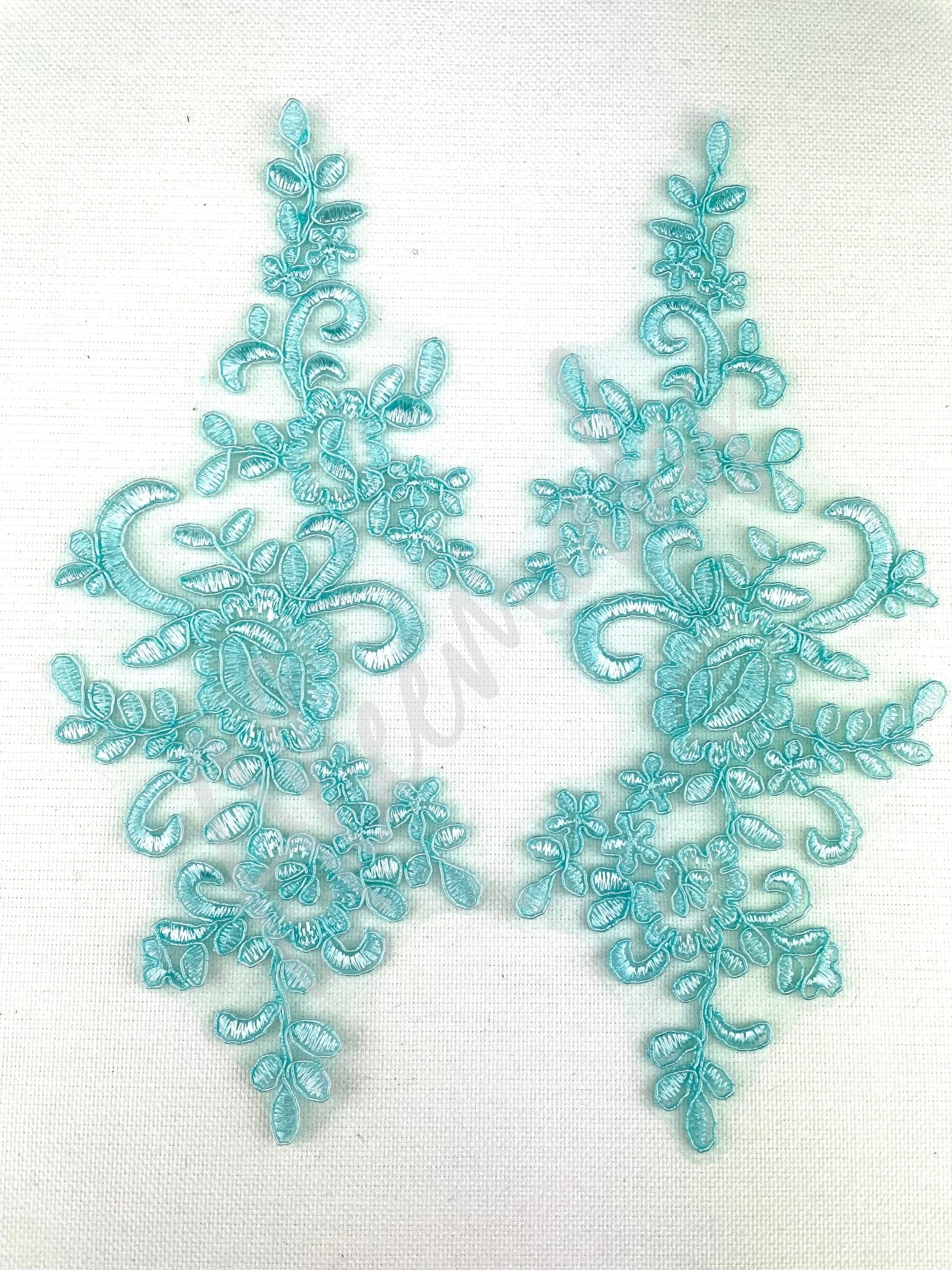 LA - 410: Lace Applique Turquoise pair - Aleemahs