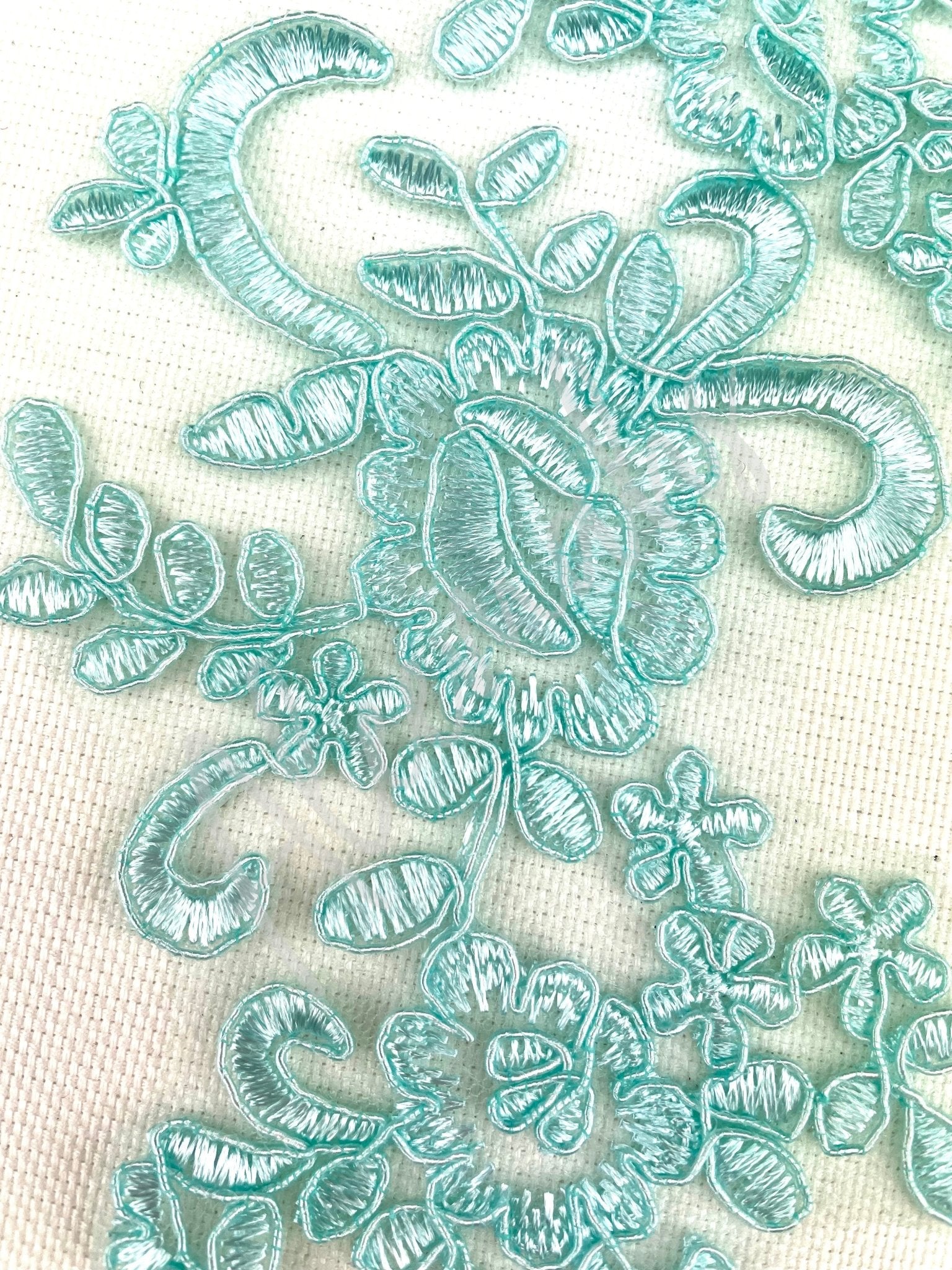 LA - 410: Lace Applique Turquoise pair - Aleemahs