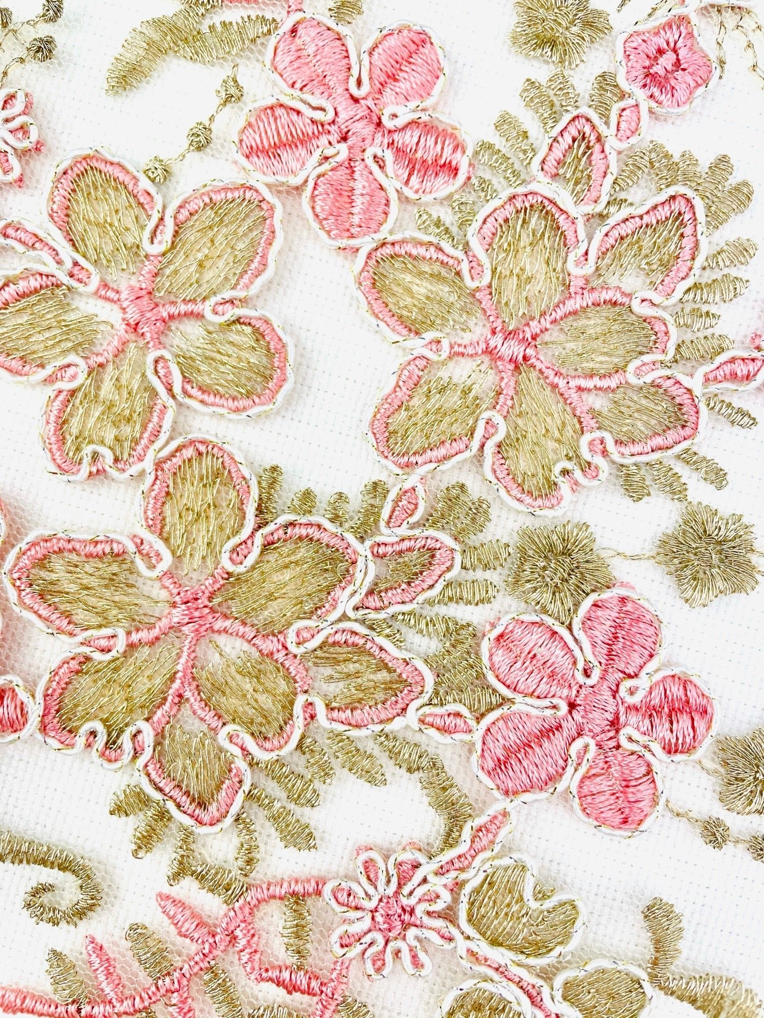 LA - 411: Lace Applique Gold and Peach - Aleemahs