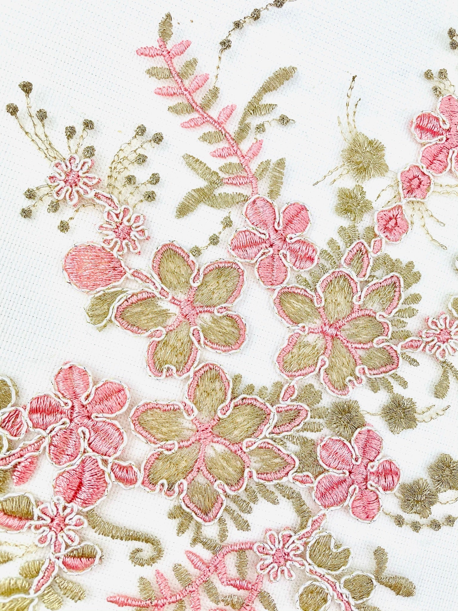 LA - 411: Lace Applique Gold and Peach - Aleemahs