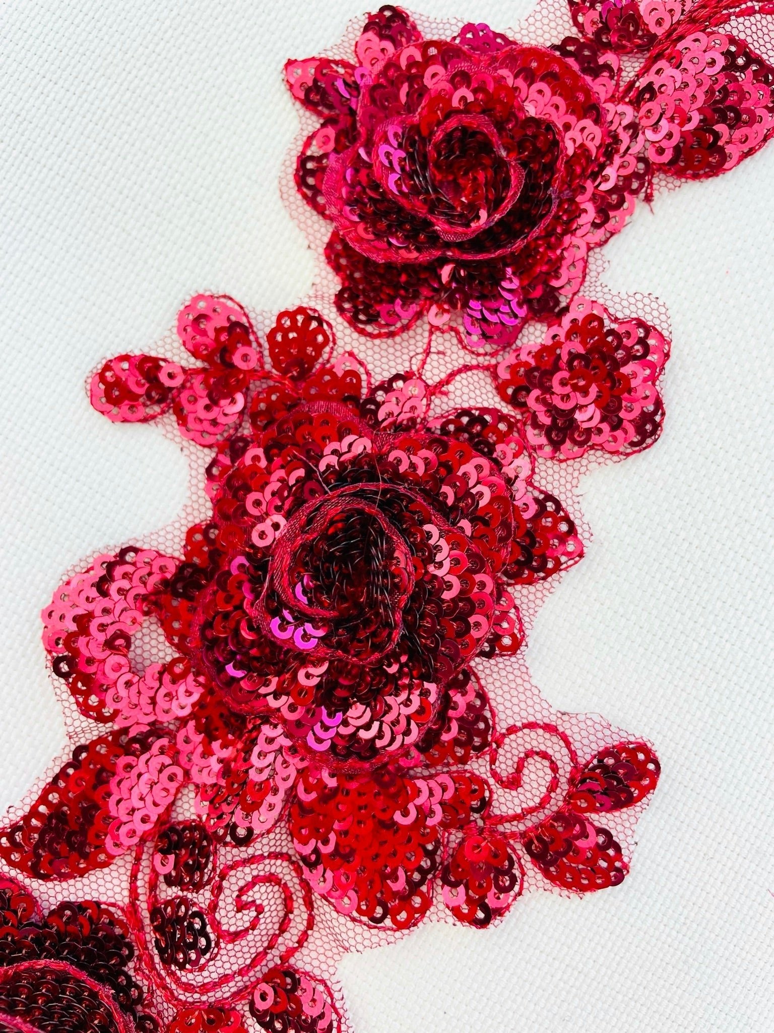 LA - 870: Lace applique Pair Dark Red - Aleemahs