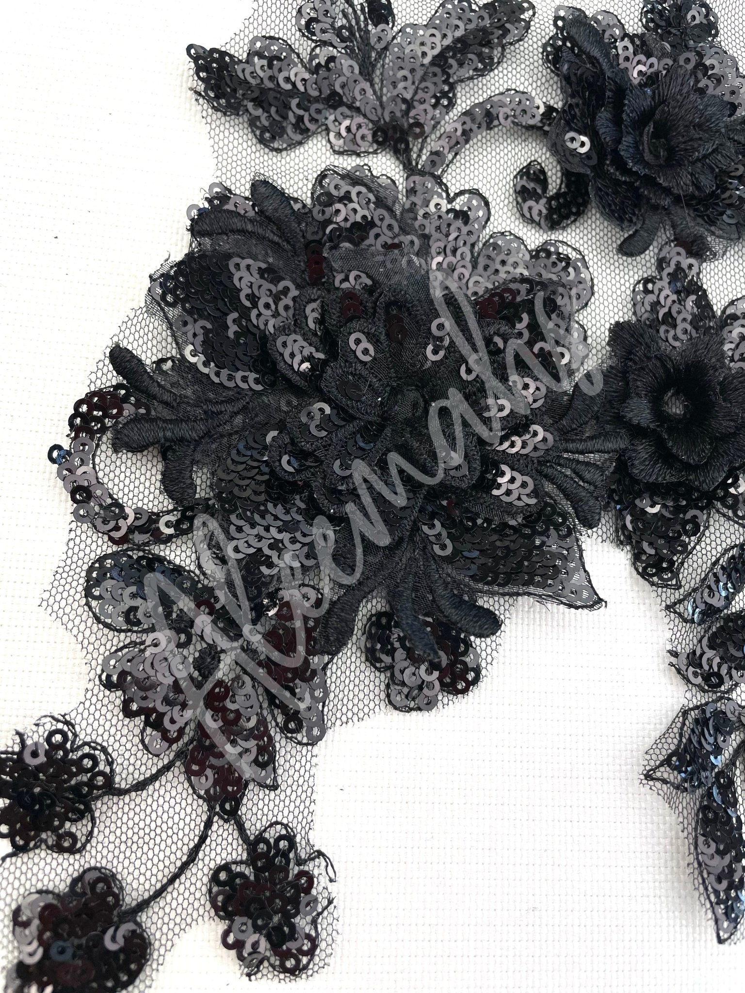 LA - 872: Lace applique Black - Aleemahs