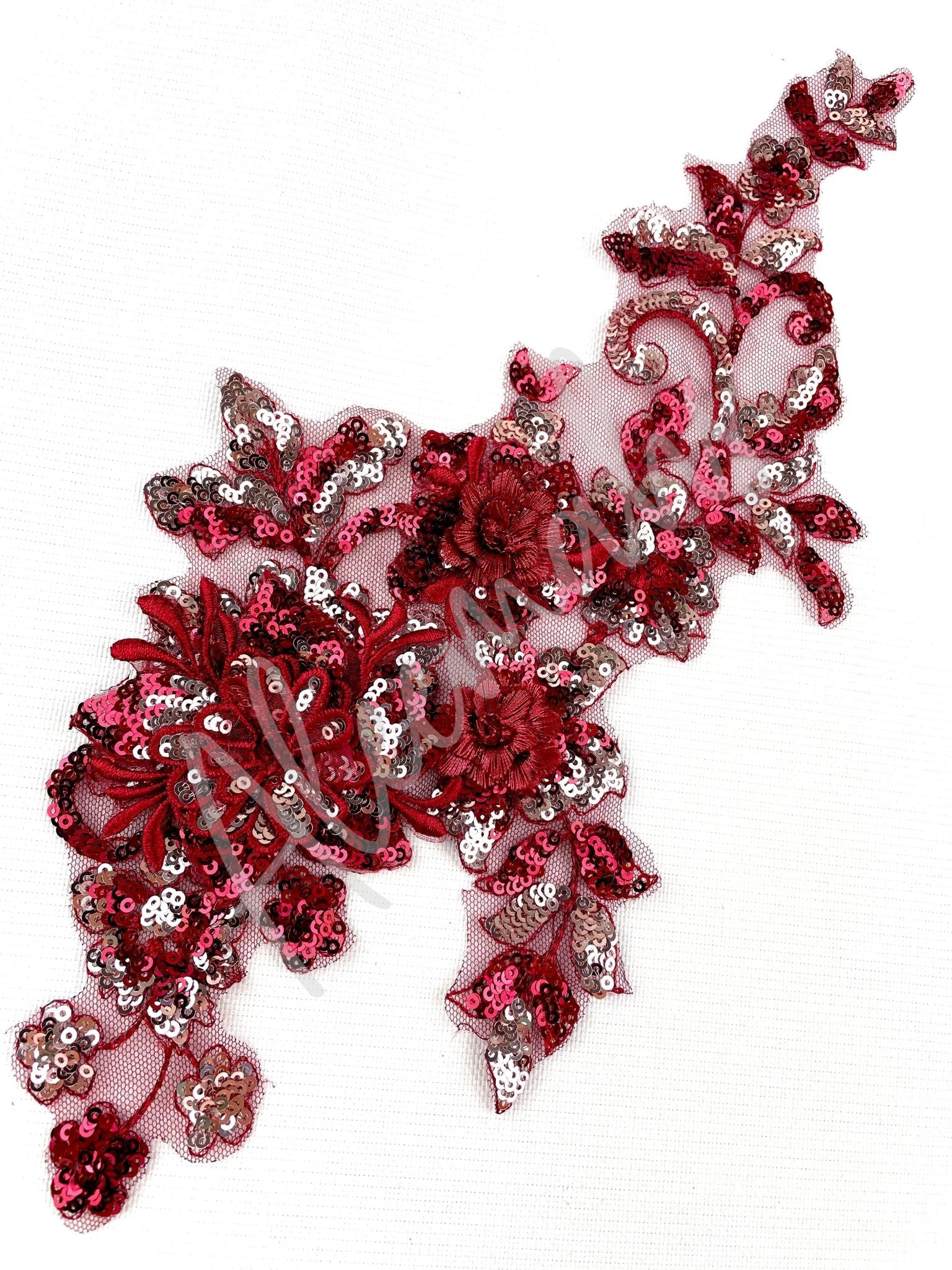 LA - 872: Lace applique Dark Red and Gold - Aleemahs