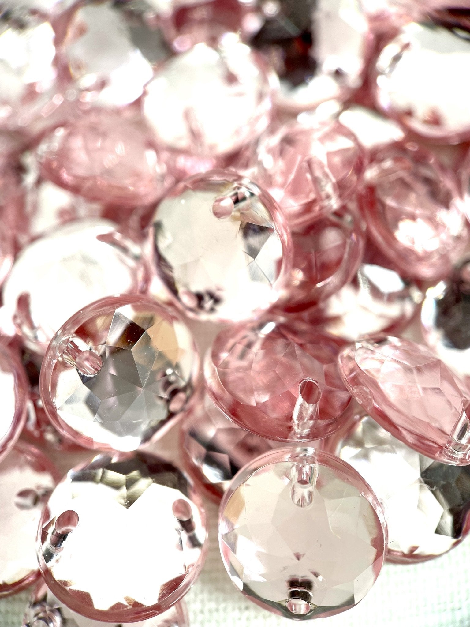 Light Rose Round Acrylic Jewel - Aleemahs