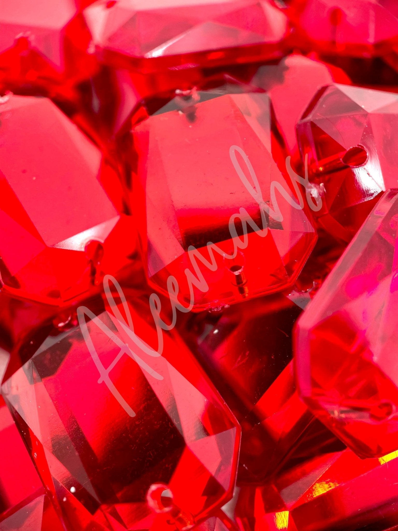 Light Siam Rectangle Acrylic Jewel - Aleemahs