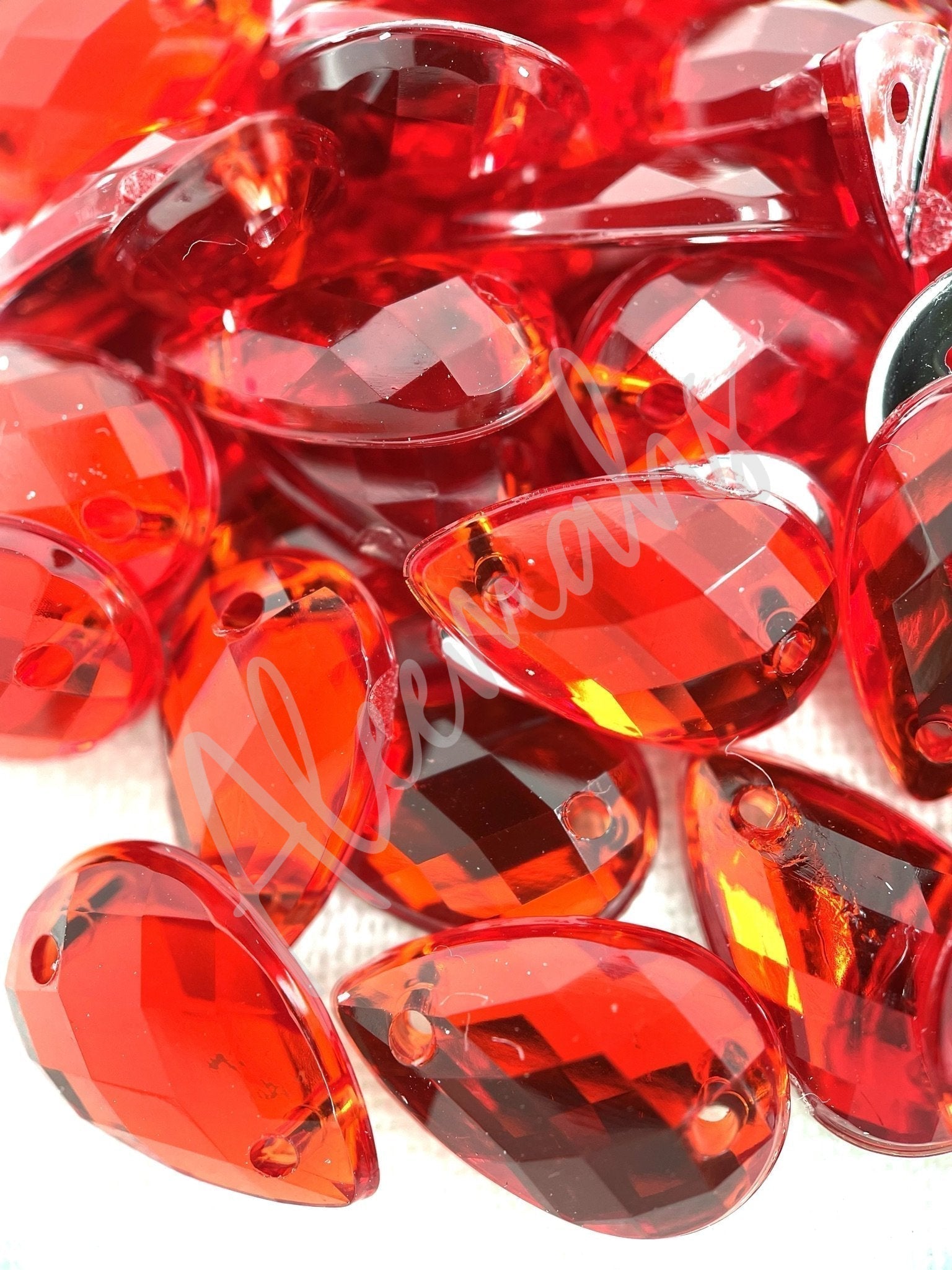 Light Siam Teardrop Acrylic Jewel - Aleemahs