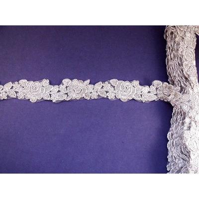 LT - 012 metallic silver floral trim - Aleemahs