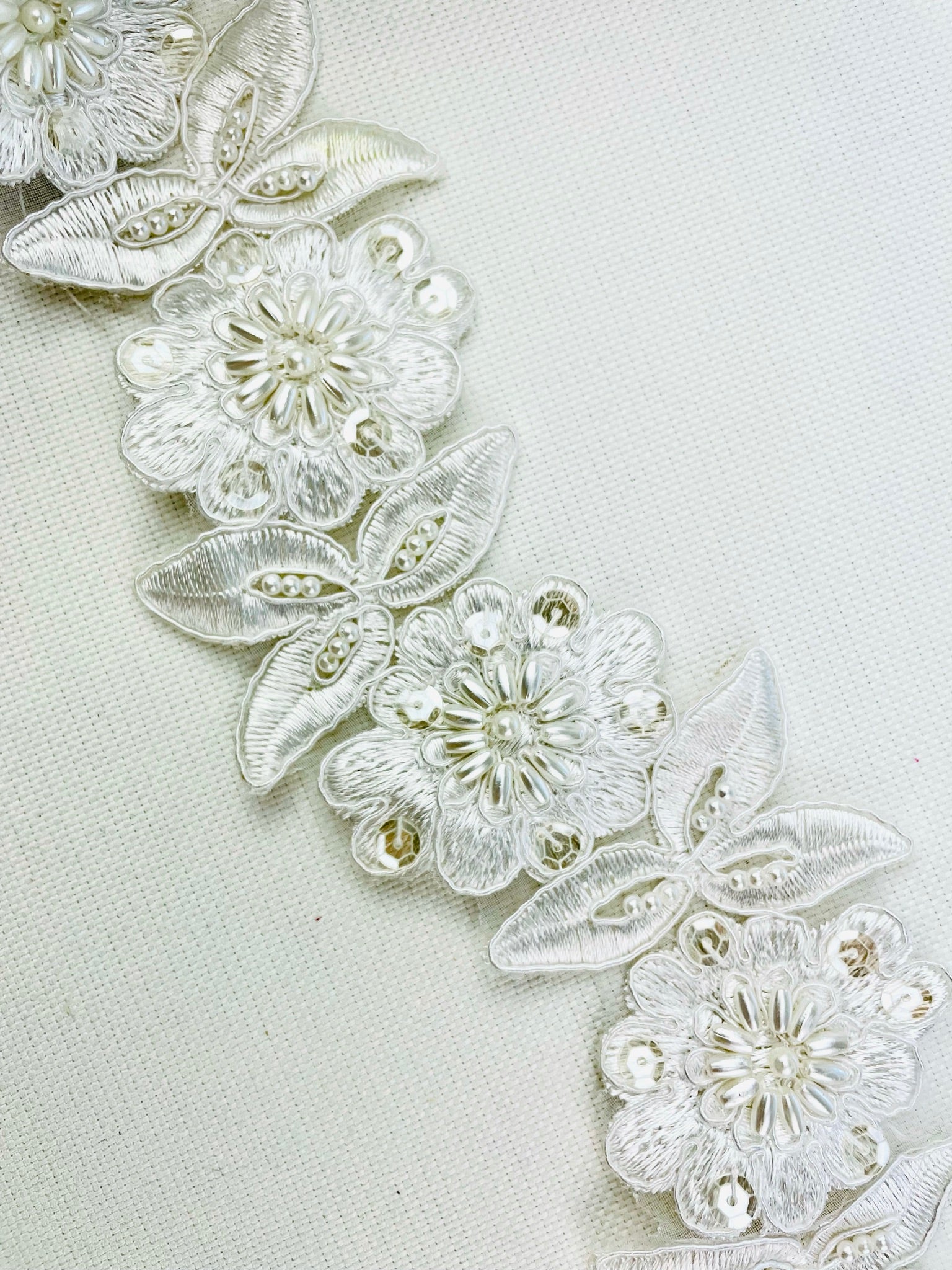 LT - 015: Sequin and Bead floral lace - Aleemahs