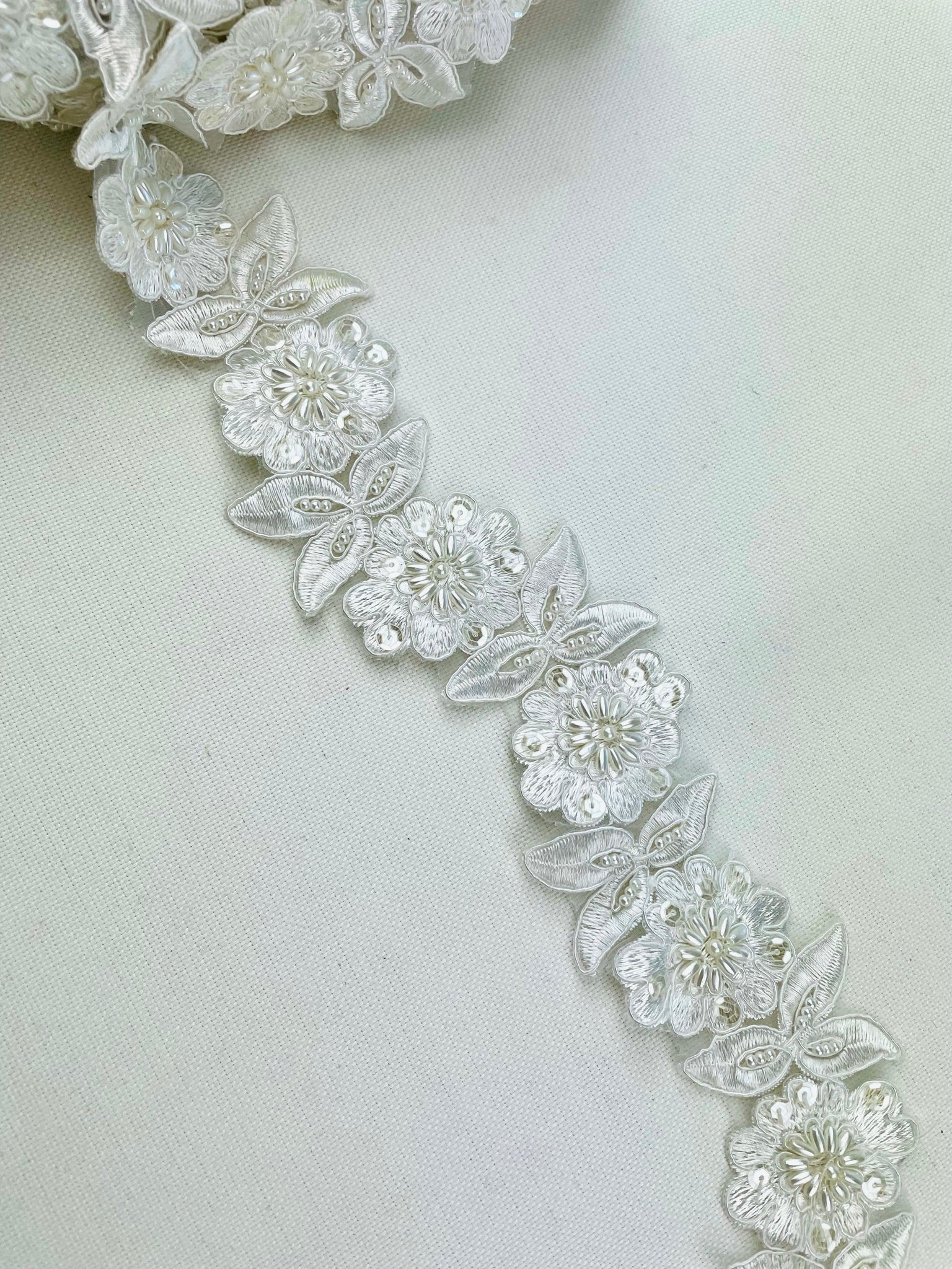 LT - 015: Sequin and Bead floral lace - Aleemahs