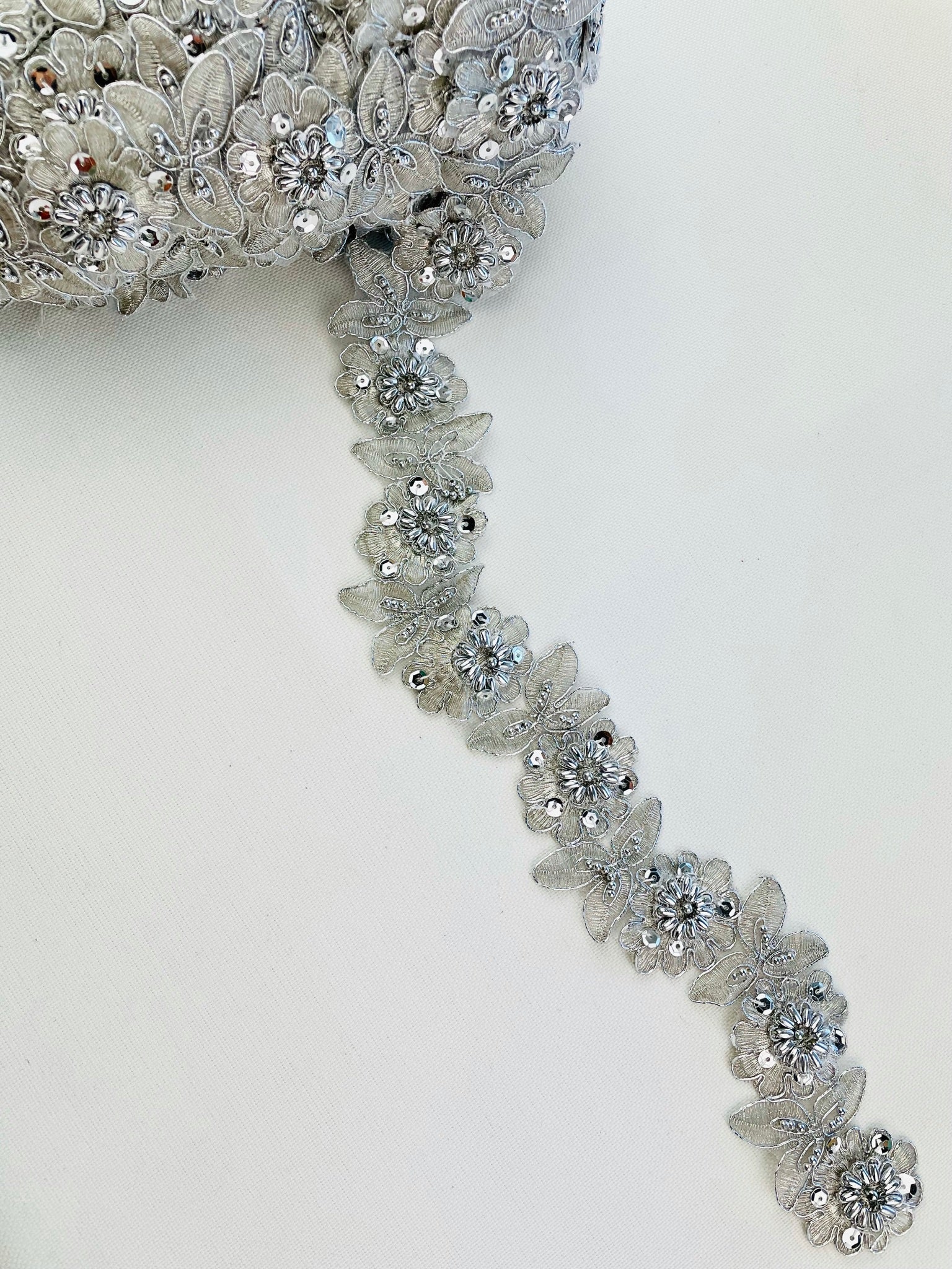 LT - 015: Sequin and Bead floral lace - Aleemahs