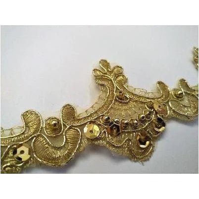 LT - 016: Gold small scalloped lace trim - Aleemahs