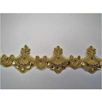LT - 016: Gold small scalloped lace trim - Aleemahs