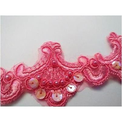 LT - 016: Pink small scalloped lace trim - Aleemahs