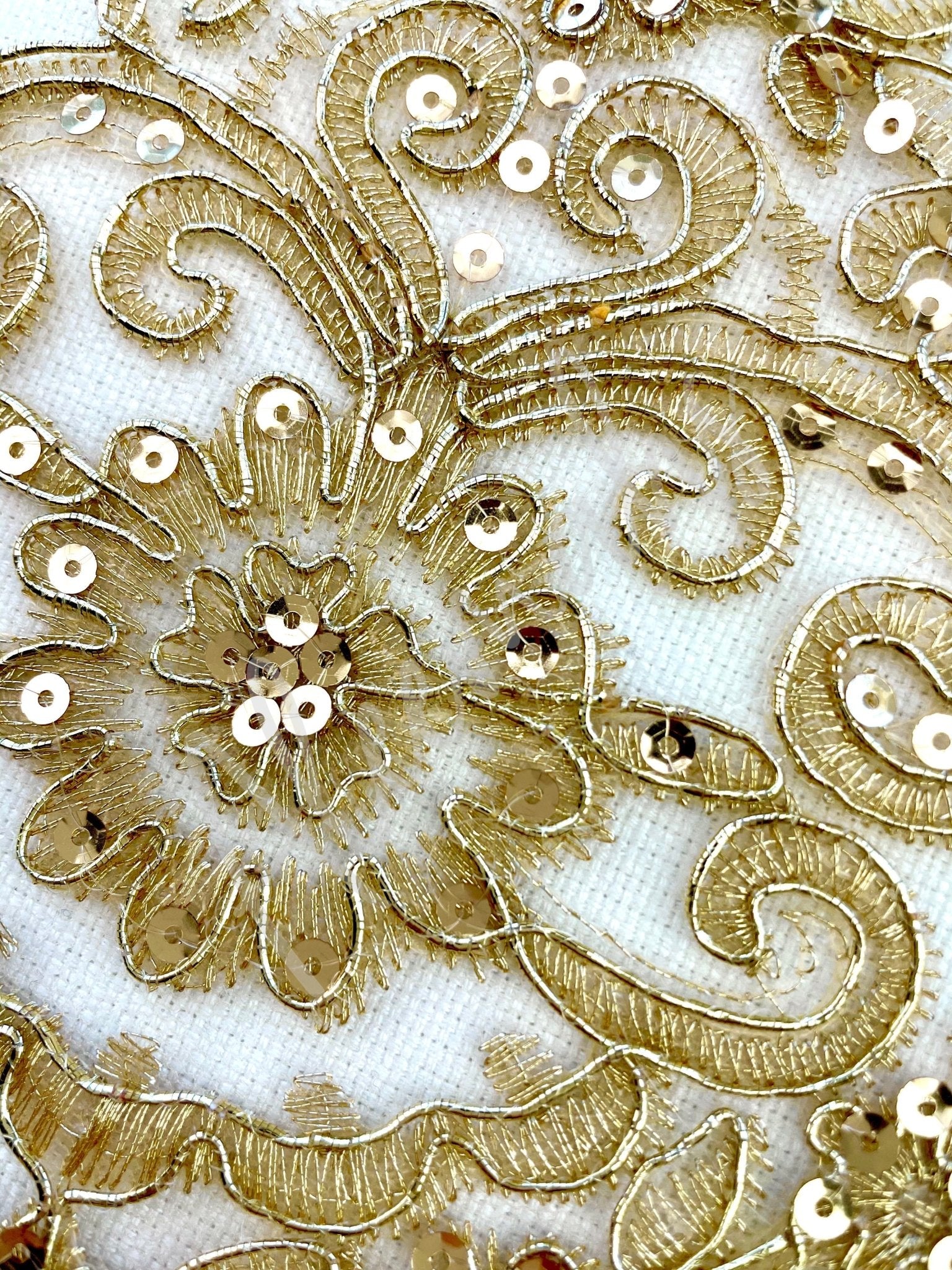 LT - 017: Gold sequin lace trim - Aleemahs