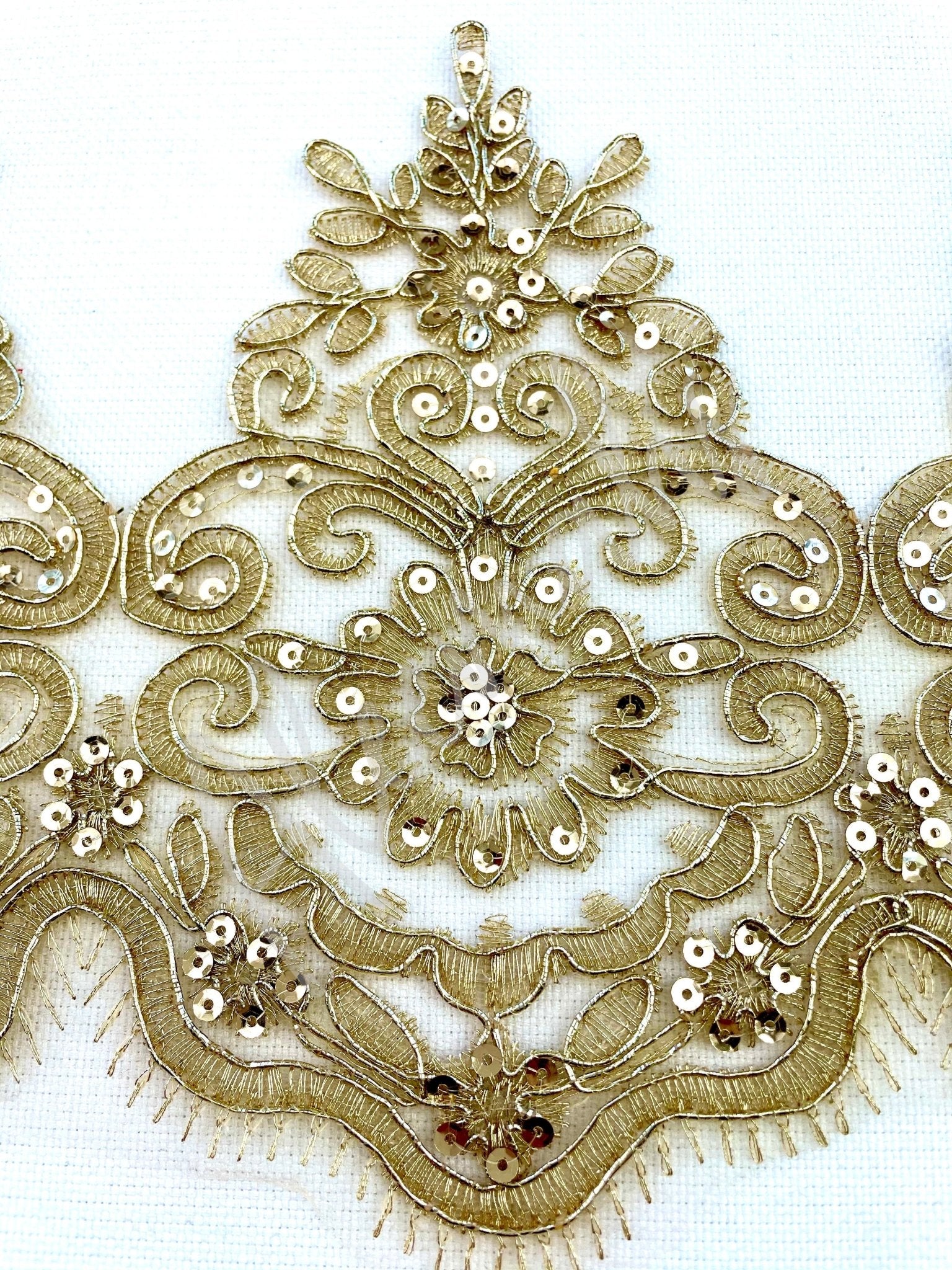 LT - 017: Gold sequin lace trim - Aleemahs