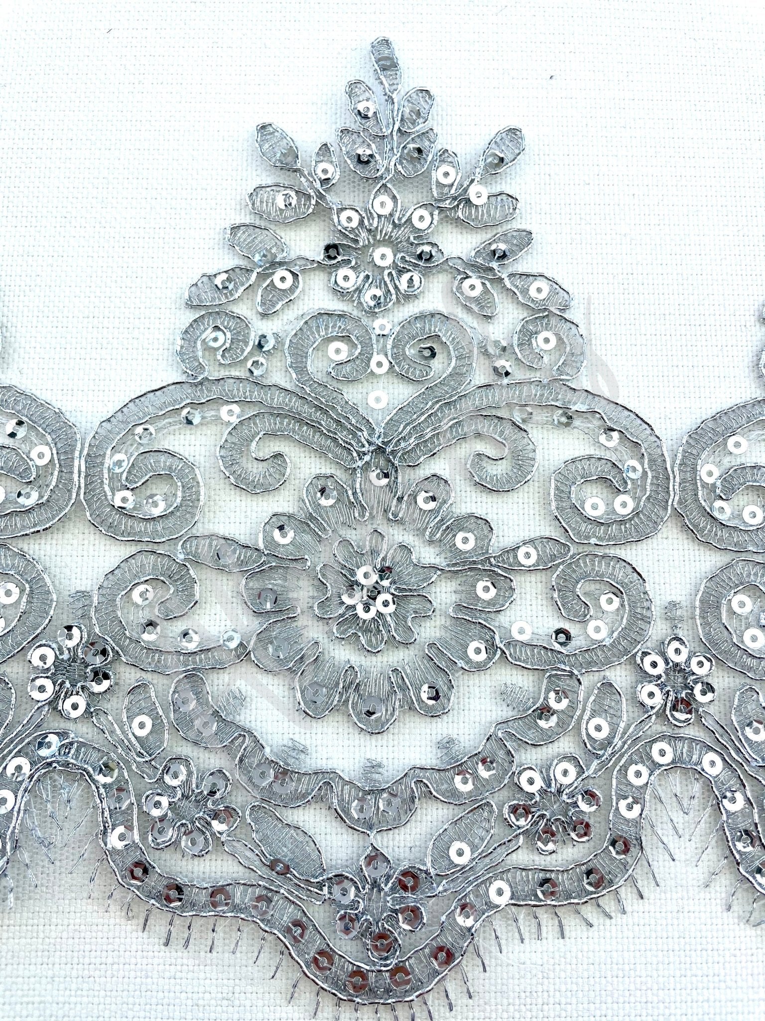 LT - 017: Silver sequin lace trim - Aleemahs