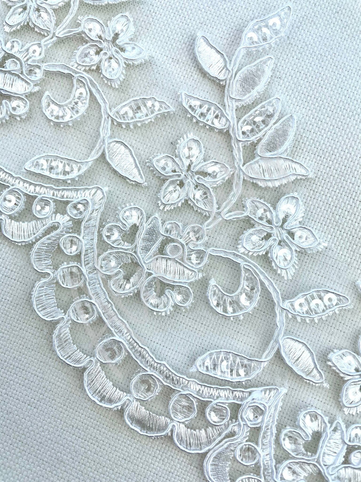 LT - 031: Off white sequin lace trim - Aleemahs
