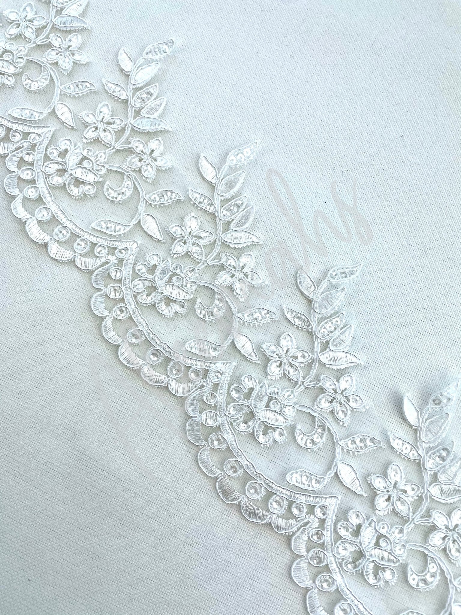 LT - 031: Off white sequin lace trim - Aleemahs