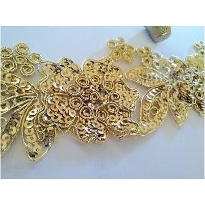 LT - 033: Gold sequin floral trim - Aleemahs