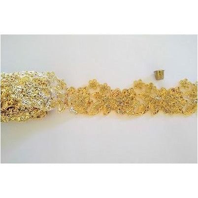 LT - 033: Gold sequin floral trim - Aleemahs